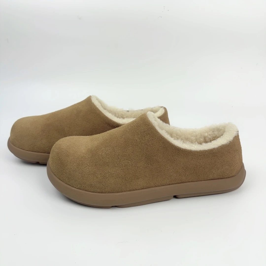 2025冬季韩版简约保暖真皮真毛百搭全包勃肯小土豆舒适时尚软底