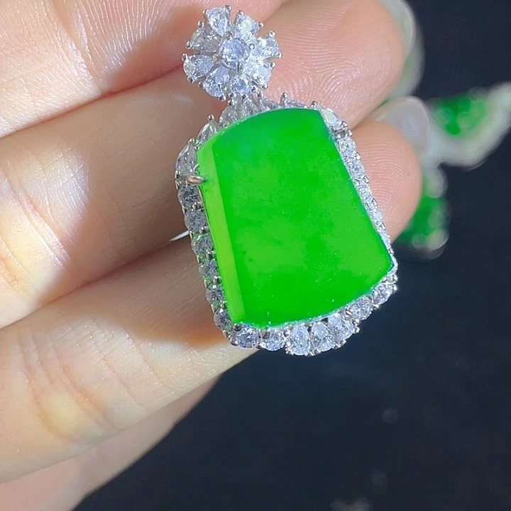 翡翠银S925镶嵌吊坠(不含链)