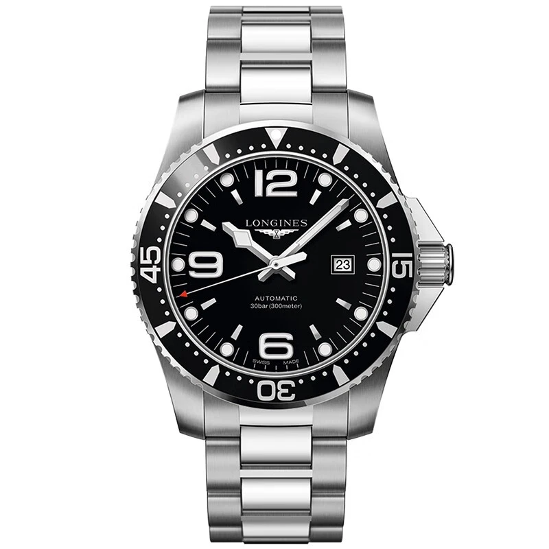 99新 Longines/浪琴 浪琴康卡斯男表44MM黑盘铝圈L3.841.4.56.6