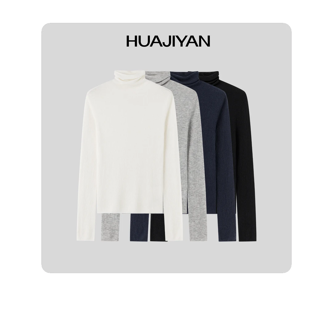 华吉言/HUAJIYAN【基础系列】山羊绒桑蚕丝混纺高领打底上衣