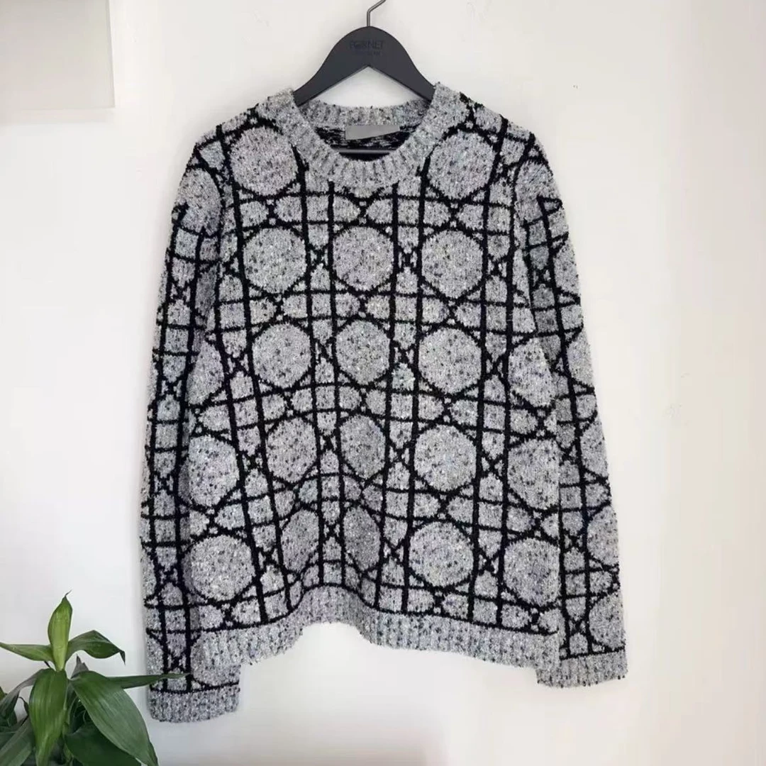 95新 DIOR/迪奥 灰色亮片针织毛衣/aq145