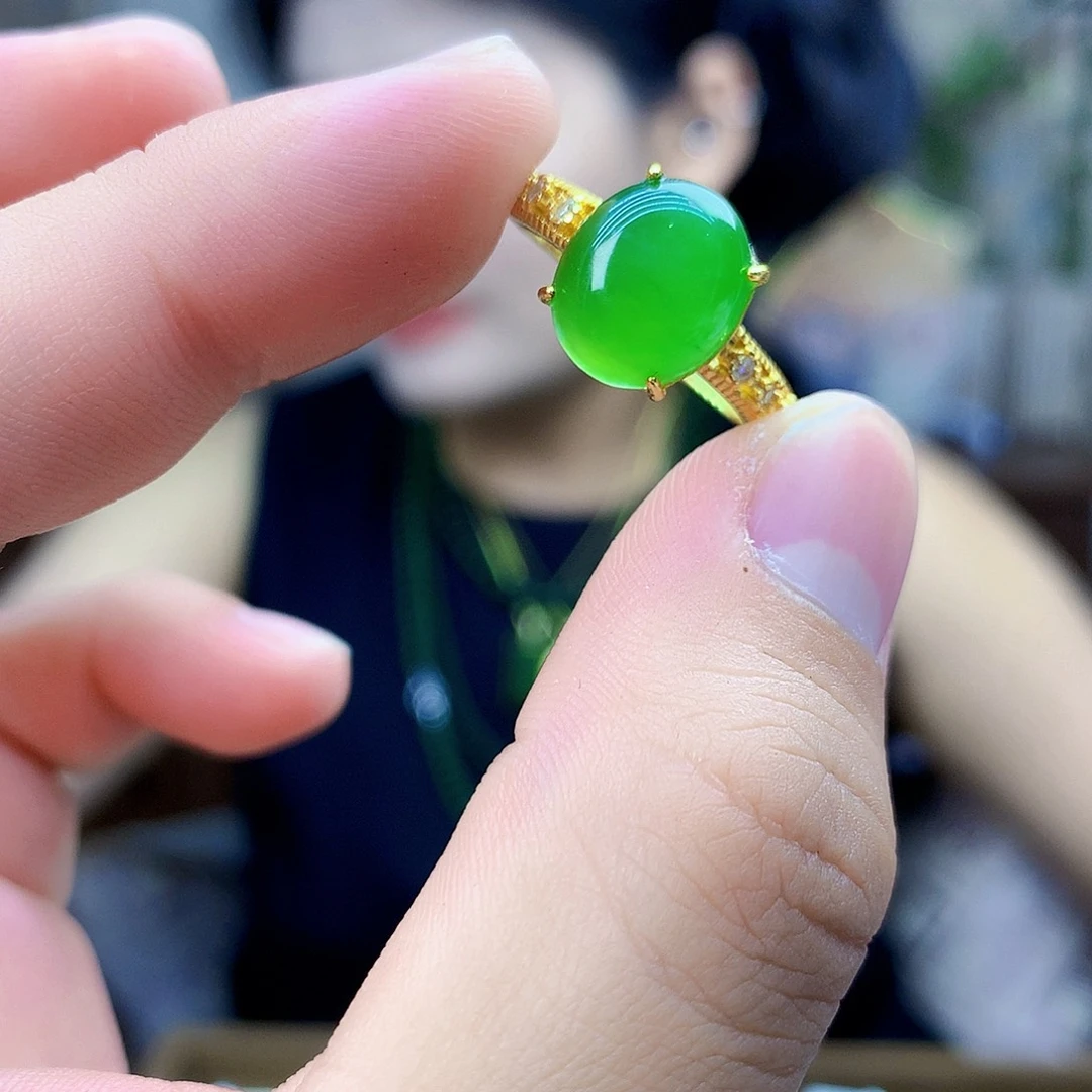 和田玉（碧玉）银S925镶嵌吊坠(不含链)戒指