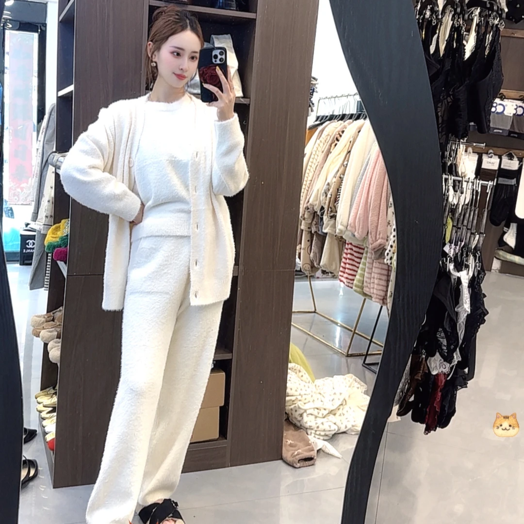 名媛家气质貂绒保暖三件套可外穿家居服