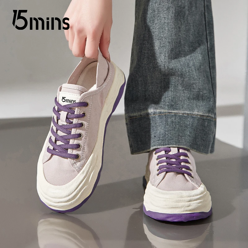 Y【15mins】帆布鞋女2025春季平底百搭休闲板鞋一脚蹬运动小白板鞋