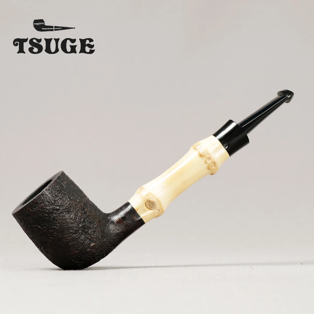 日本柘植 TSUGE 黑色喷砂竹节撞球 3毫米 石楠木烟斗