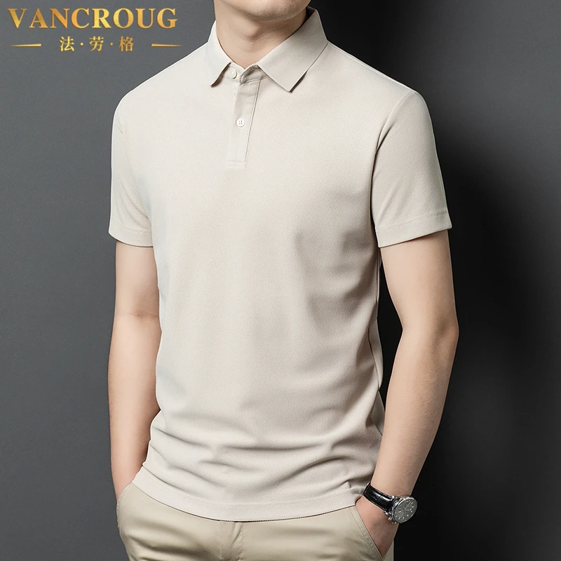 VANCROUG/法劳格polo衫男士夏季美式商务休闲纯色薄款透气舒适T恤