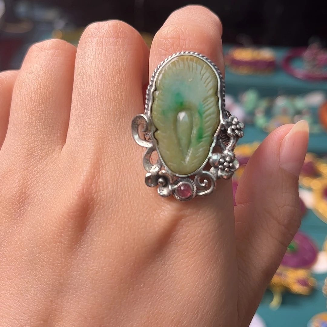 翡翠银S925镶嵌戒指