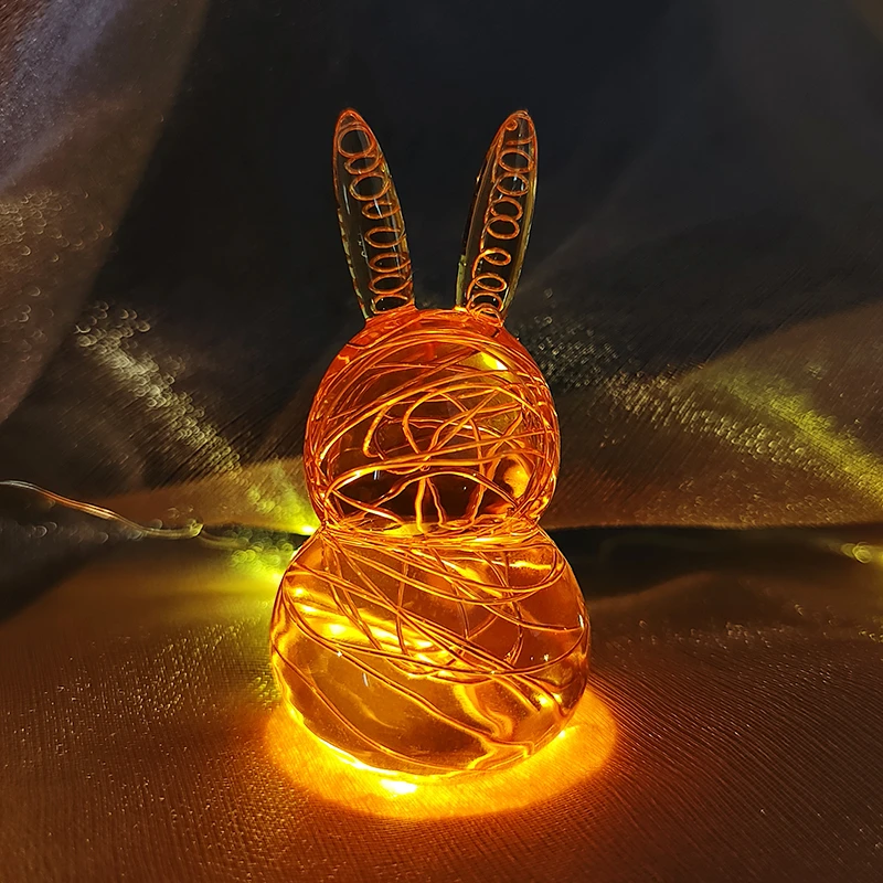 金兔子摆件重返树脂夜灯摆件