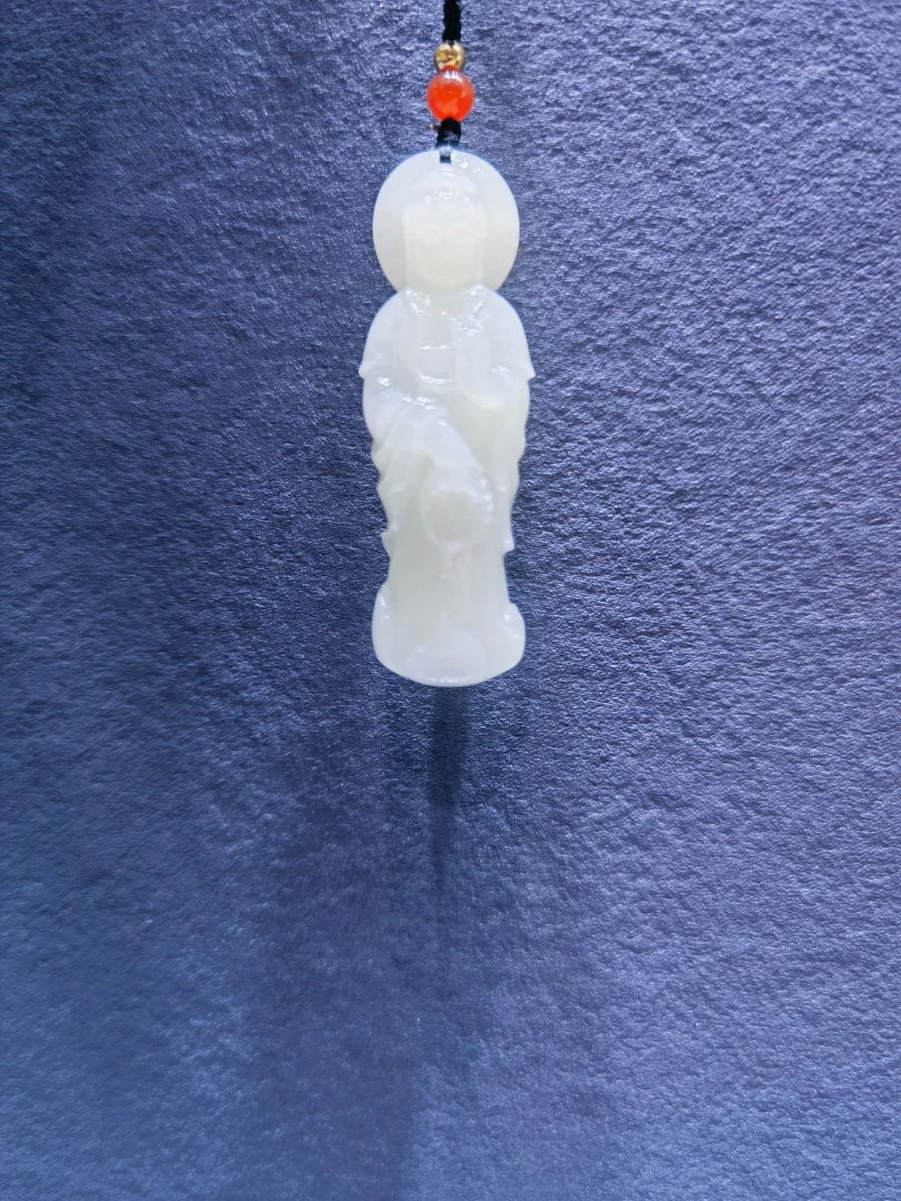 和田玉俄料站立玉观音