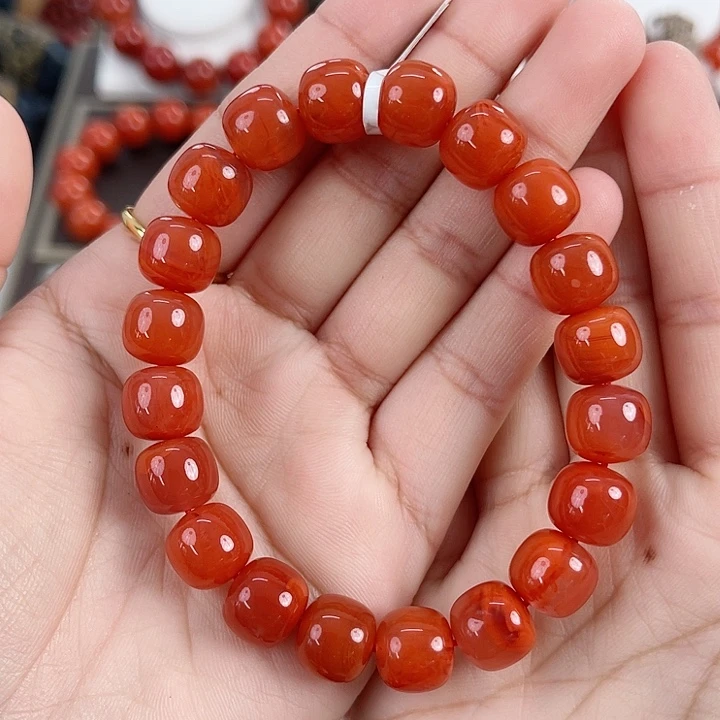 南红玛瑙未镶嵌柿子红老型单圈11mm