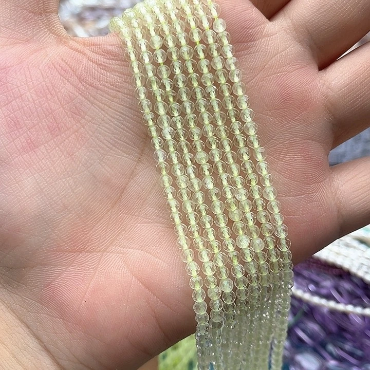未镶嵌玛瑙/玉髓珠宝半成品一条3mm左右柠檬晶刻面