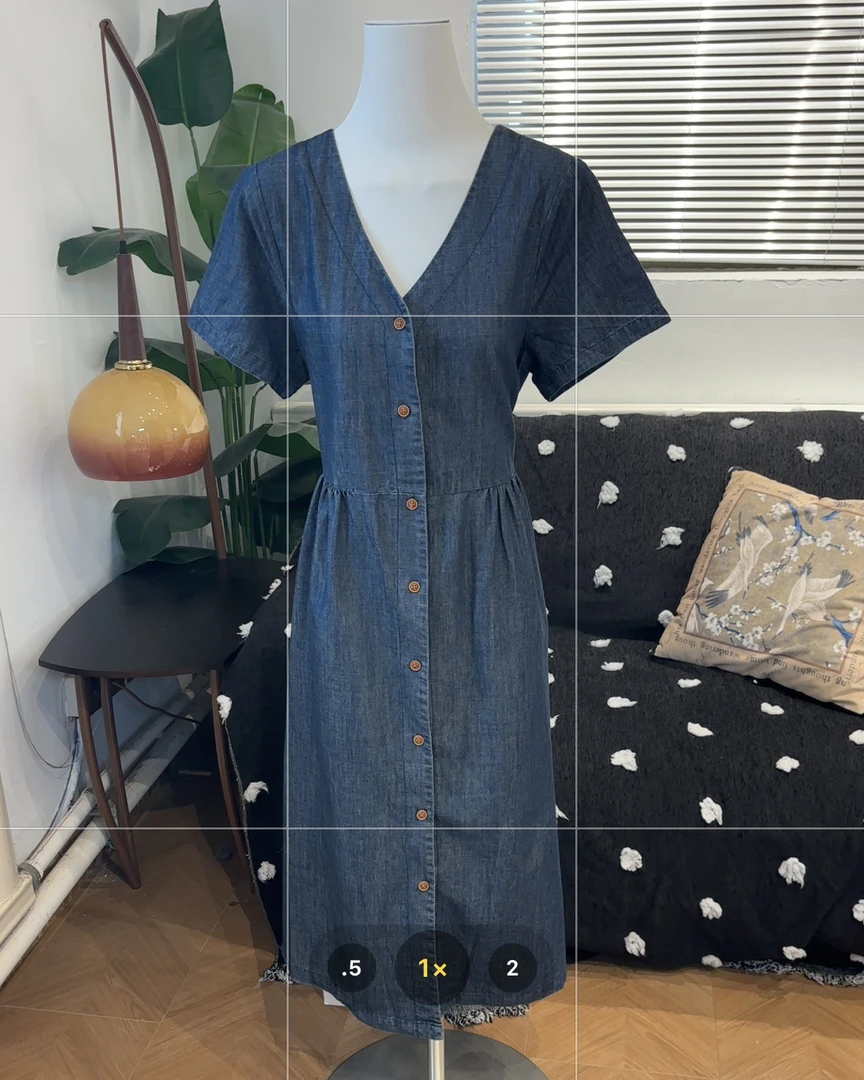 新疆包邮【2501】牛仔v领连衣裙-衣长113