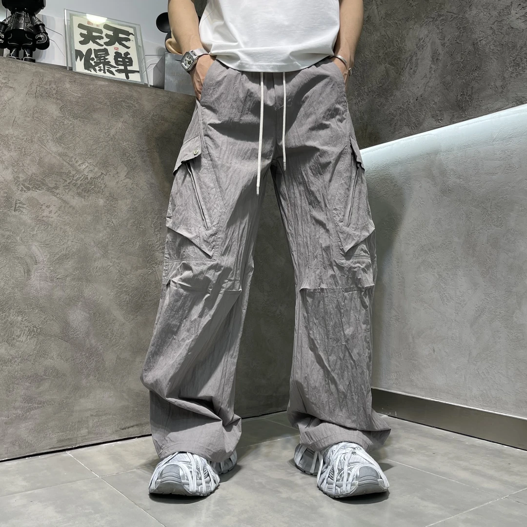 夏季薄款男士美式休闲裤宽松复古百搭垂感潮流高街日系直筒工装裤