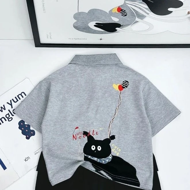 儿童韩版时尚百搭polo领短袖夏季翻领短袖半袖