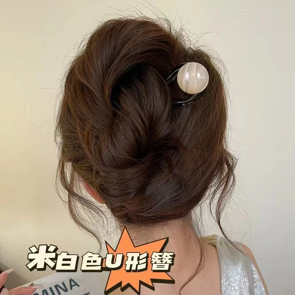 椰椰冻圆珠u型复古发簪女2025新款气质高端简约丸子头国风发簪