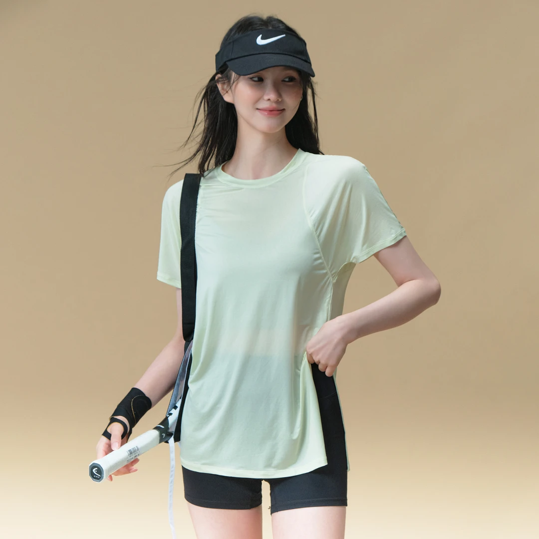 Ackdcs宽松瑜伽短袖罩衫女夏季透气运动T恤专业健身跑步训练上衣