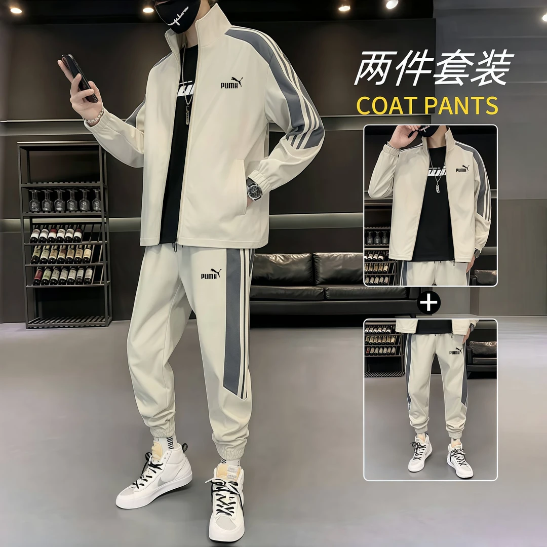 奥莱折扣丨休闲运动套装男士加厚秋冬新款卫衣夹克两件套加绒外套
