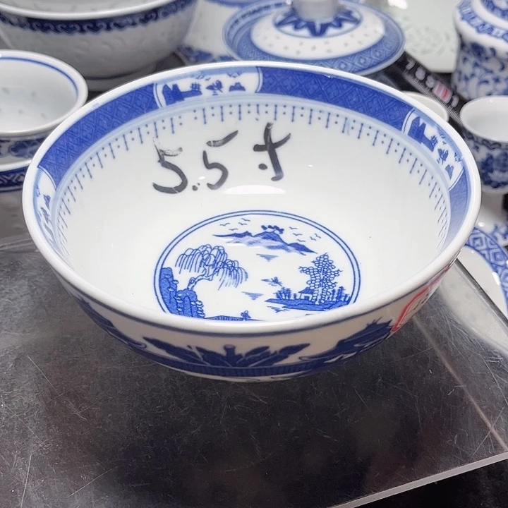 碗5.5寸青花梧桐饭碗六个