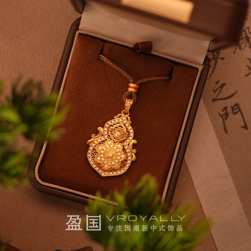 非金属布艺项链 盈国【人生四美】镶钻掐丝葫芦棕绳时尚轻奢大葫芦
