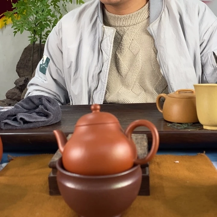 紫砂茶壶朱泥全手140左右的容量