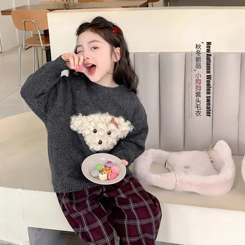 爆款女童新款秋冬季毛衣针织衫加厚中小童韩版洋气套头可爱百搭