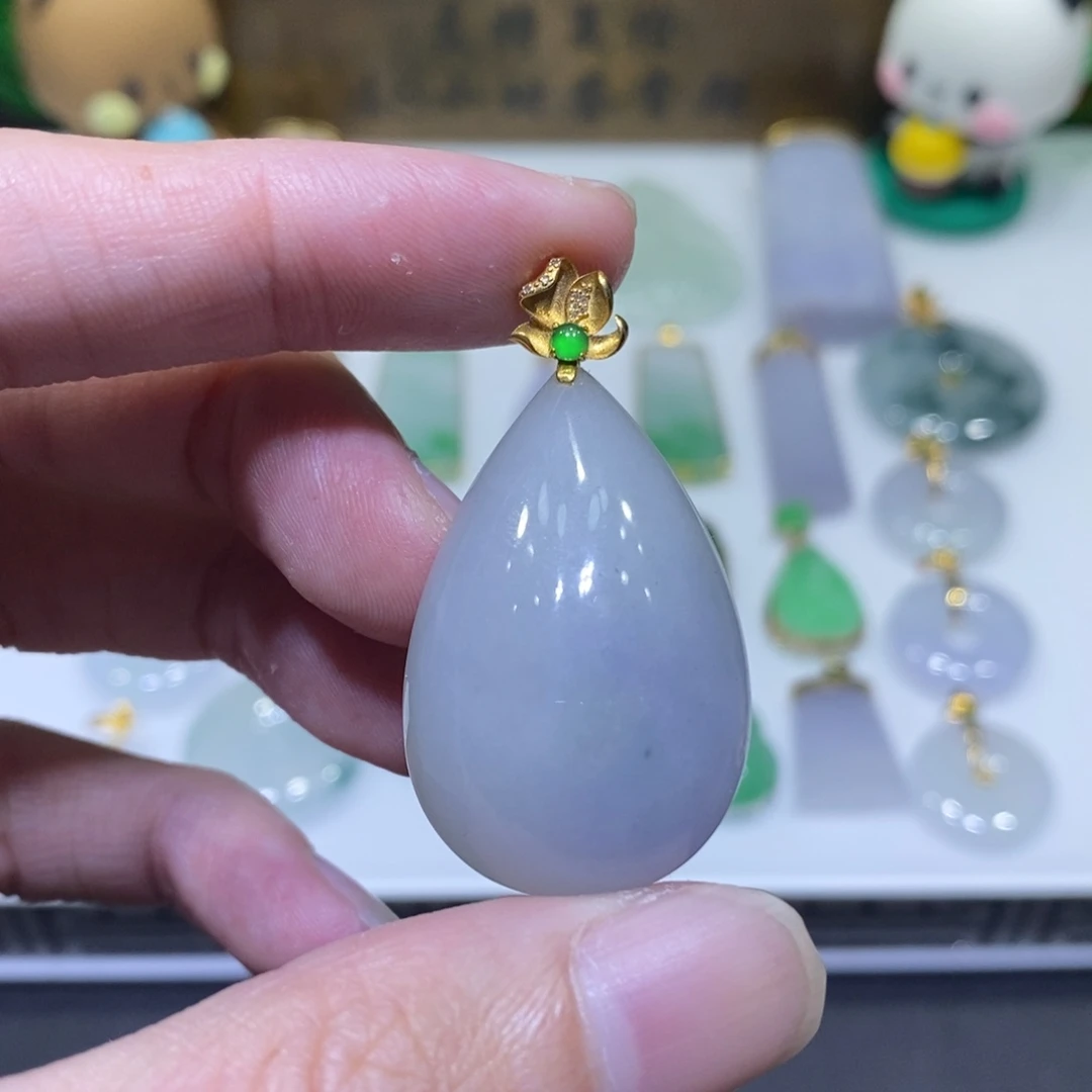 翡翠18K金镶嵌吊坠(不含链)