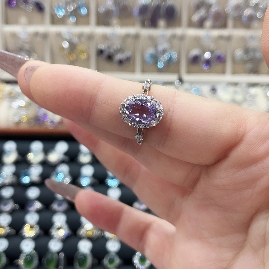 请***)紫晶银S925镶嵌戒指