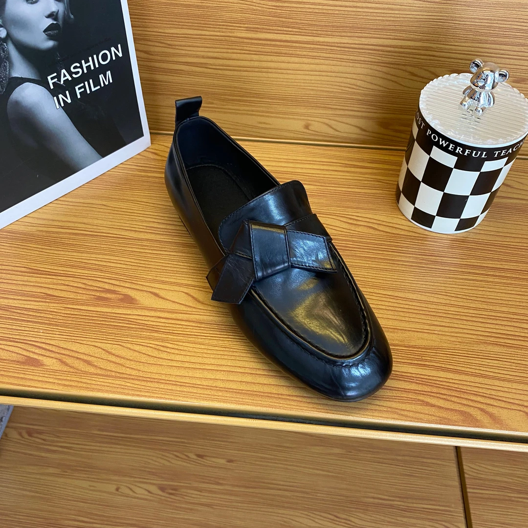 【夏瑟】春季圆头平底单鞋真皮舒适百搭软底深口乐福鞋英伦风小皮鞋