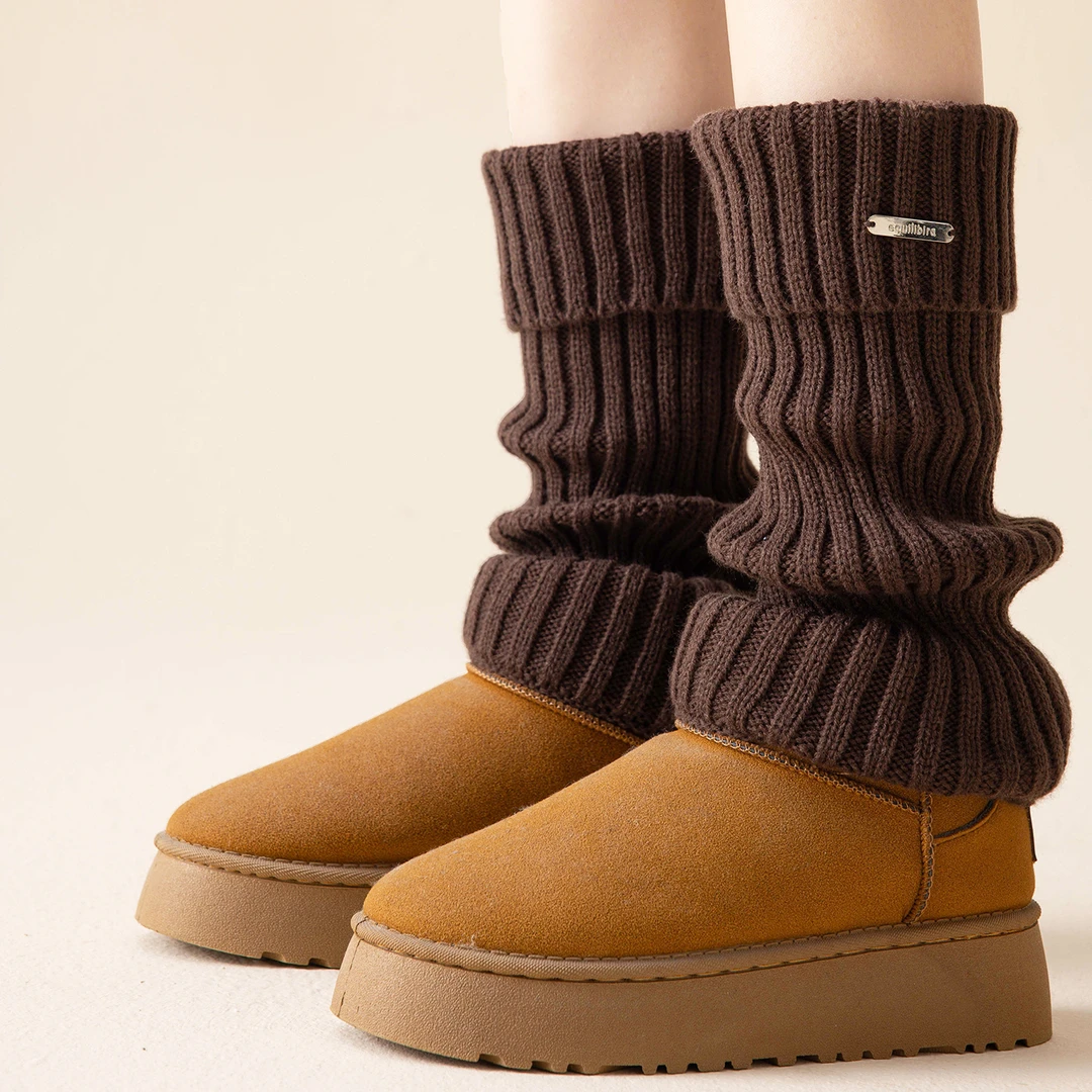 显瘦袜子女2025新款爆款加厚保暖中筒袜套咖色女款腿套堆堆小腿袜