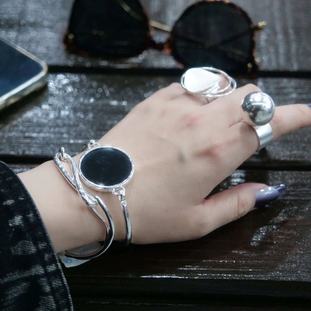 铜合金珐琅手镯 05396日韩风潮流轻奢大黑表盘手镯