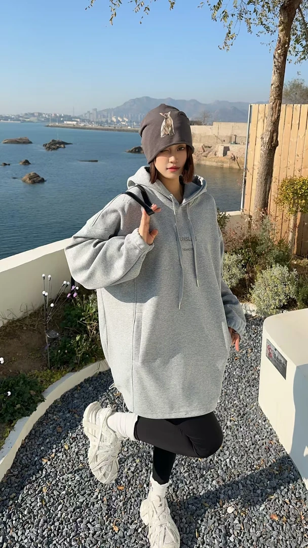 编码001-100春秋大版宽松百搭慵懒风卫衣时尚长袖休闲