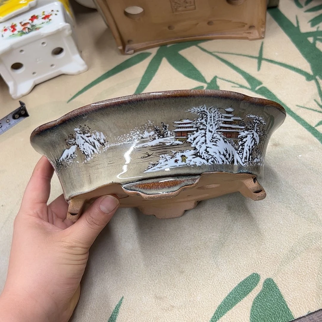 紫砂花盆121号瑕疵21/18/6.5cm窑变
