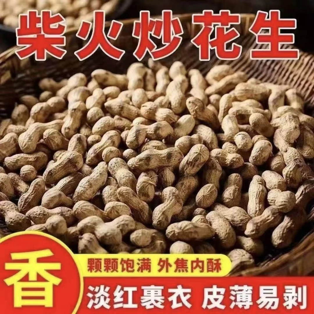 柴火铁锅炒原味带壳花生香酥可口零食1