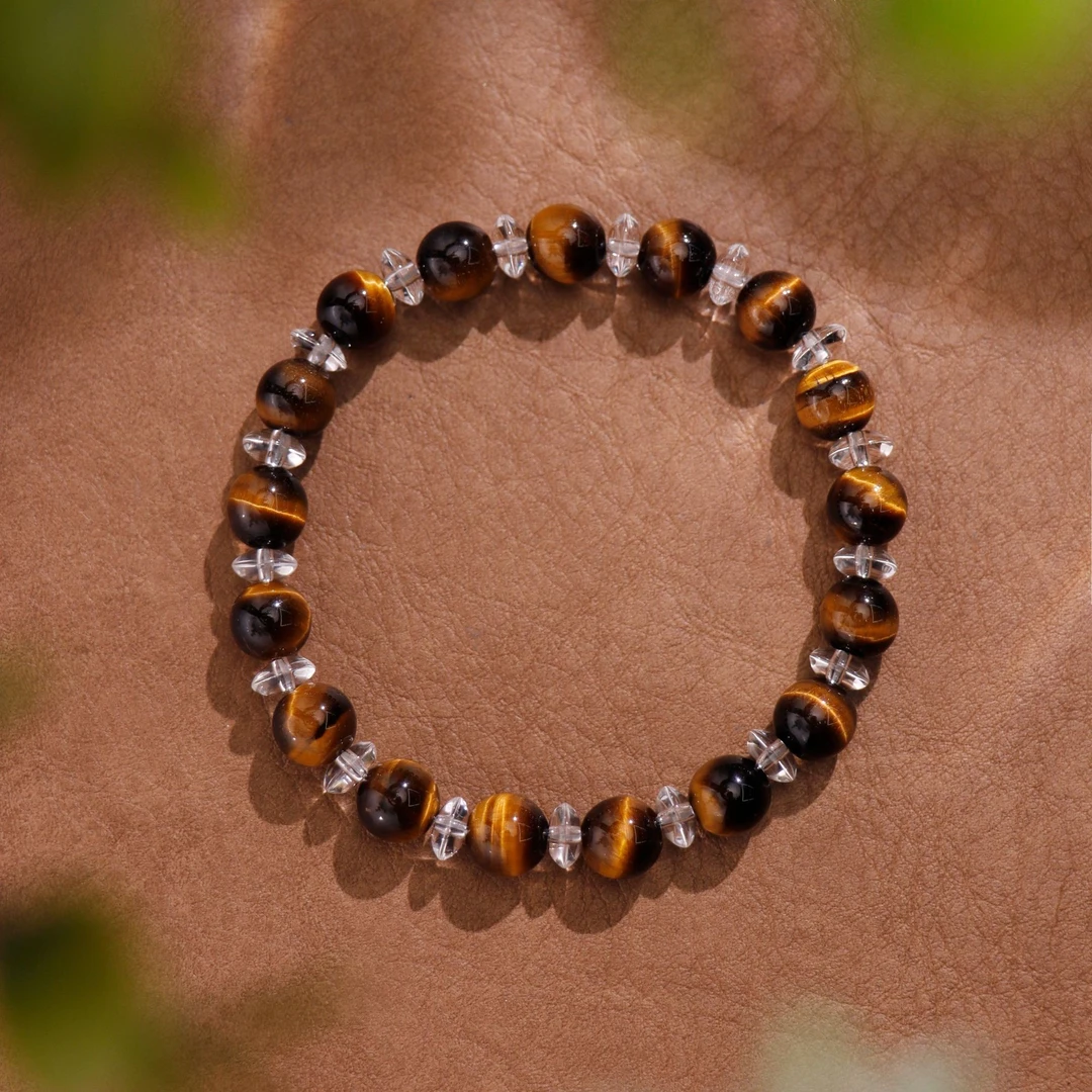 【晶虎魄】白水晶&虎眼石手串8mm默认微瑕{多样性发其一}