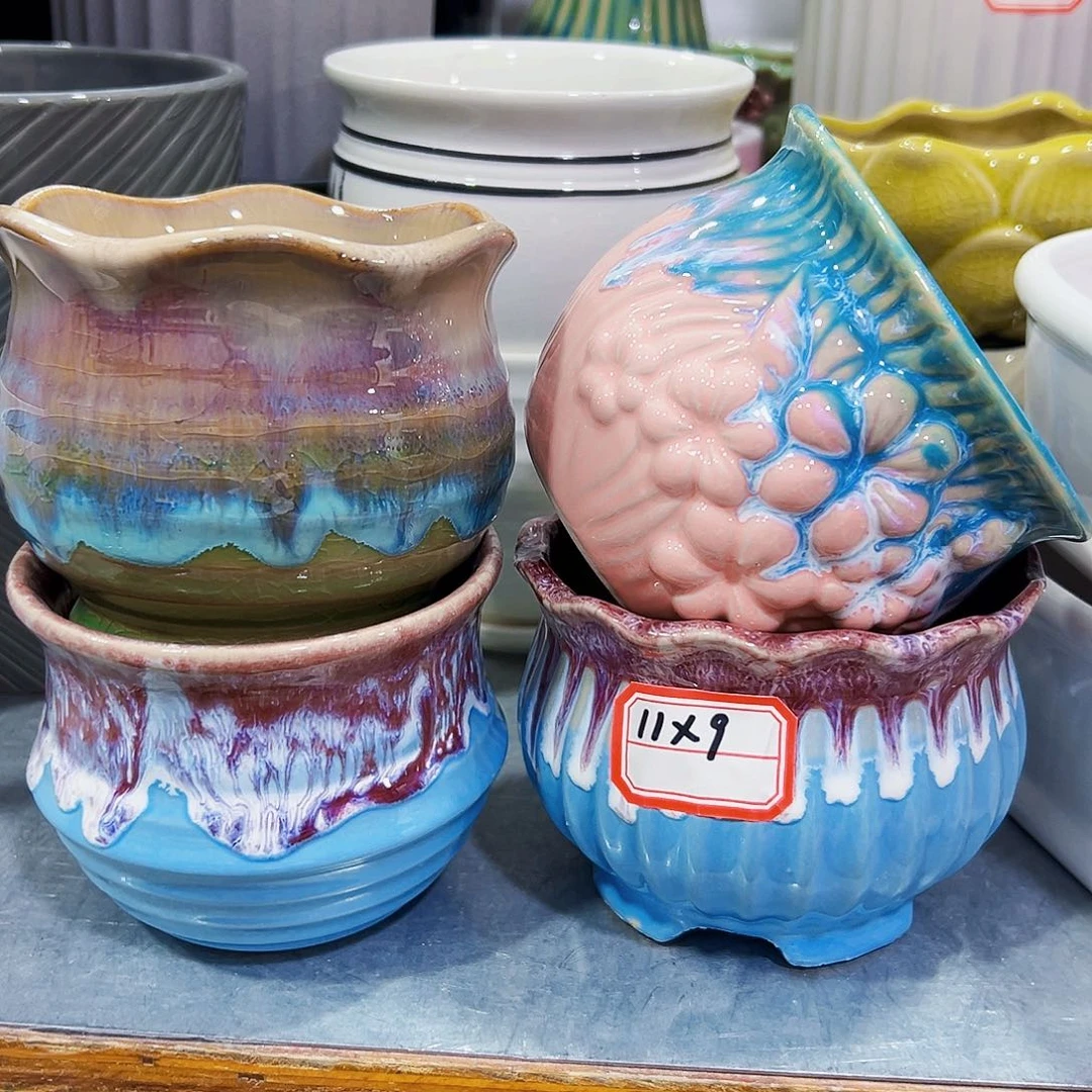 有孔外贸尾单陶瓷花盆凑单10米包邮