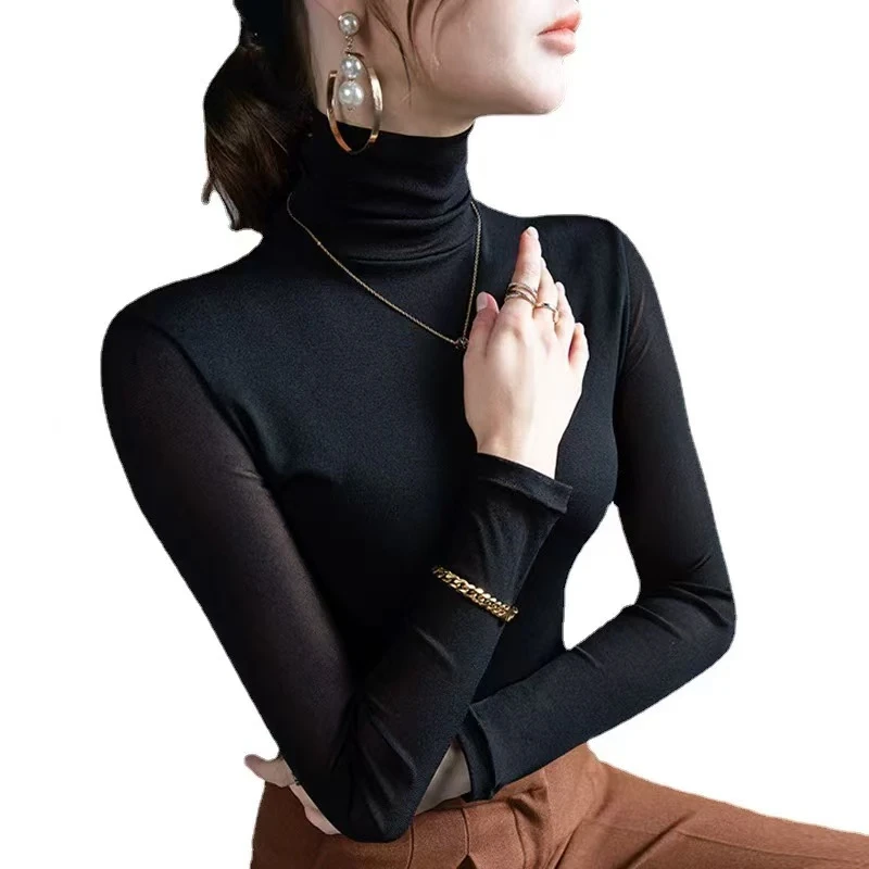 【ZM纵美】新款纯色牛奶丝堆堆领打底衫6035