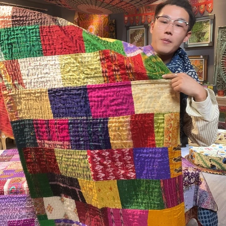 皮革手工棉沙发巾，特色手工