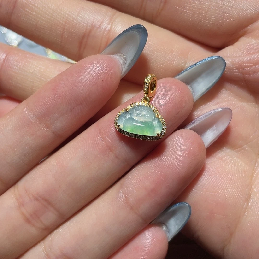 翡翠18K金镶嵌吊坠(不含链)