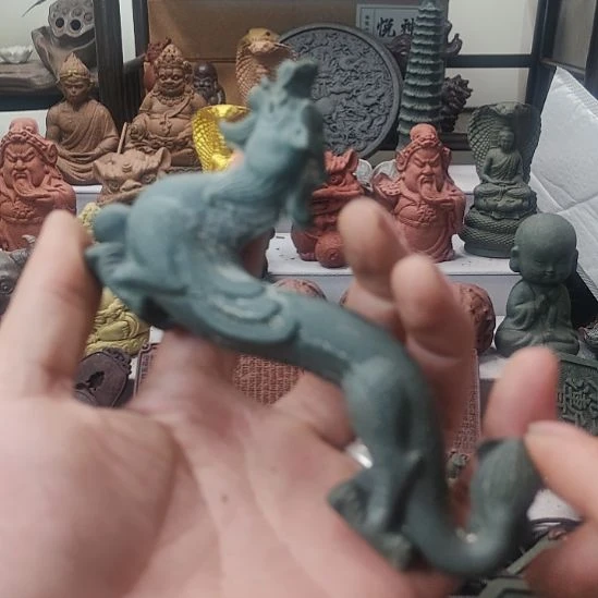 泥塑s****r蓝药师香方大青龙摆件微瑕