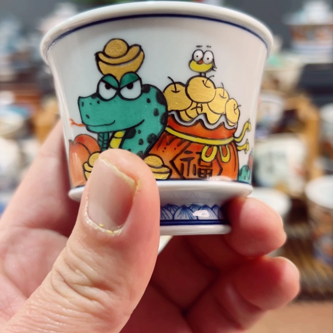 杯球*虎景德镇手工手绘