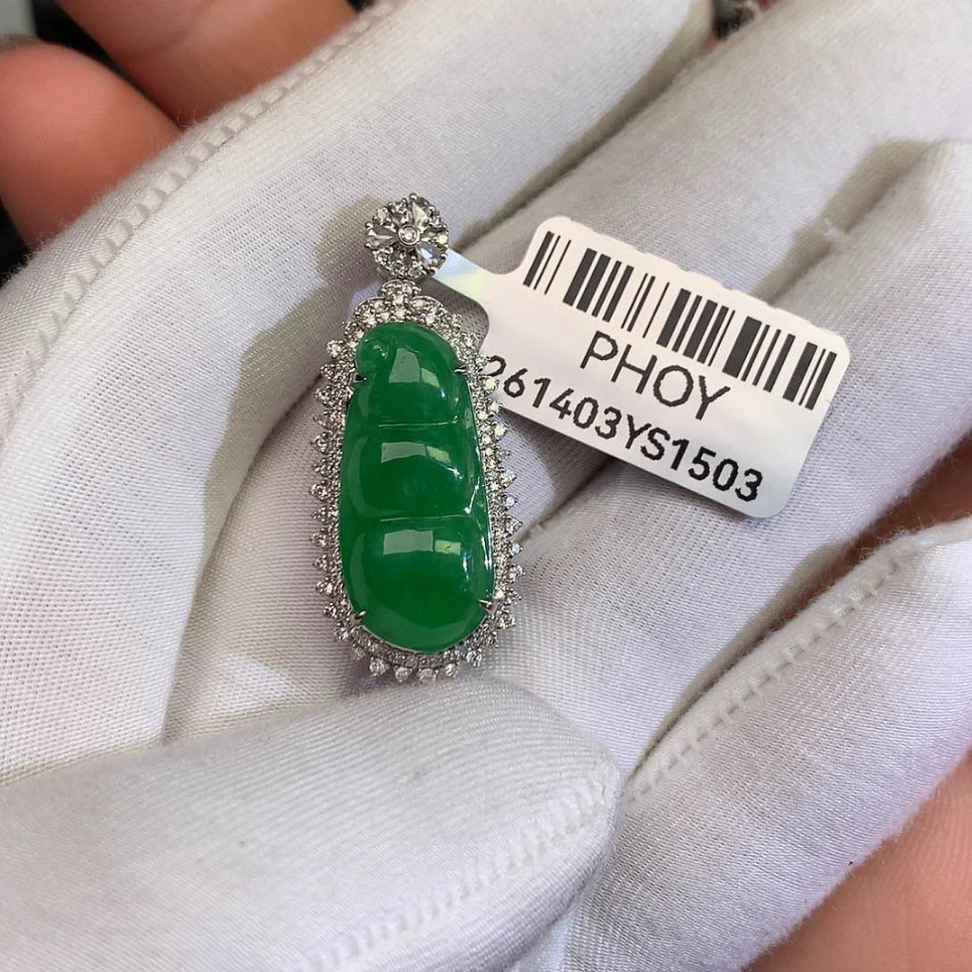 翡翠18K金镶嵌颈饰用****2一