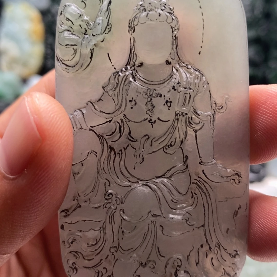 徽***友未镶嵌定制翡翠天然翡翠A货水月