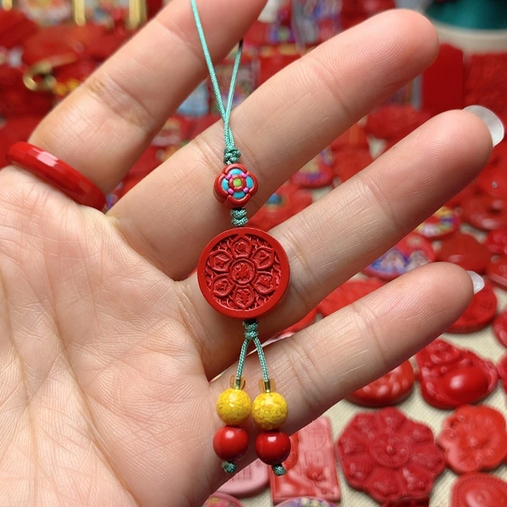 天然辰砂工艺品朱砂手机坠