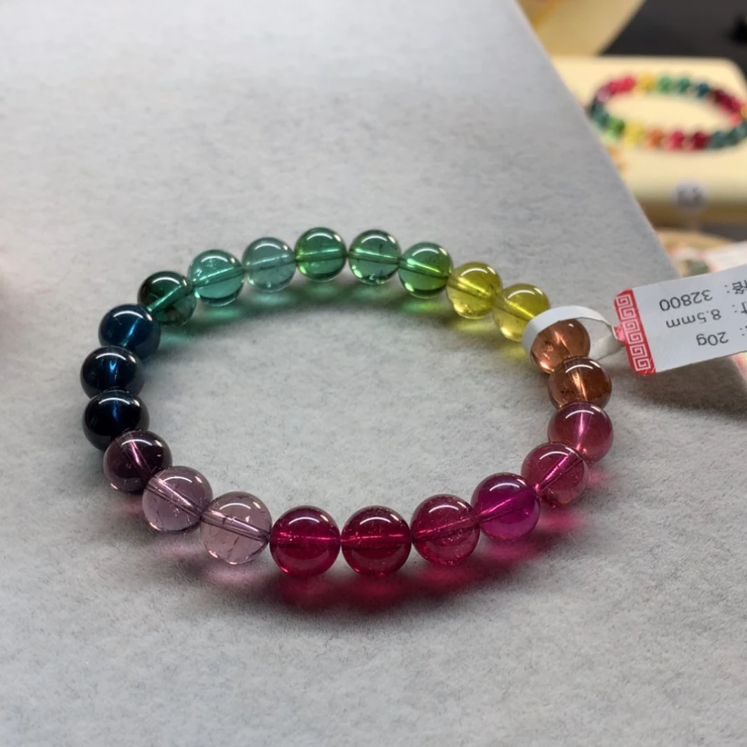 【闪购商品】未镶嵌手链碧玺艳丽渐变色单圈8.5