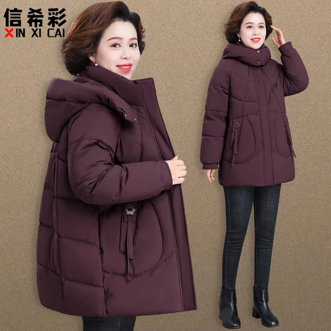 妈妈装冬装外套洋气老年人女款棉袄加厚中老年羽绒棉服女奶奶衣服