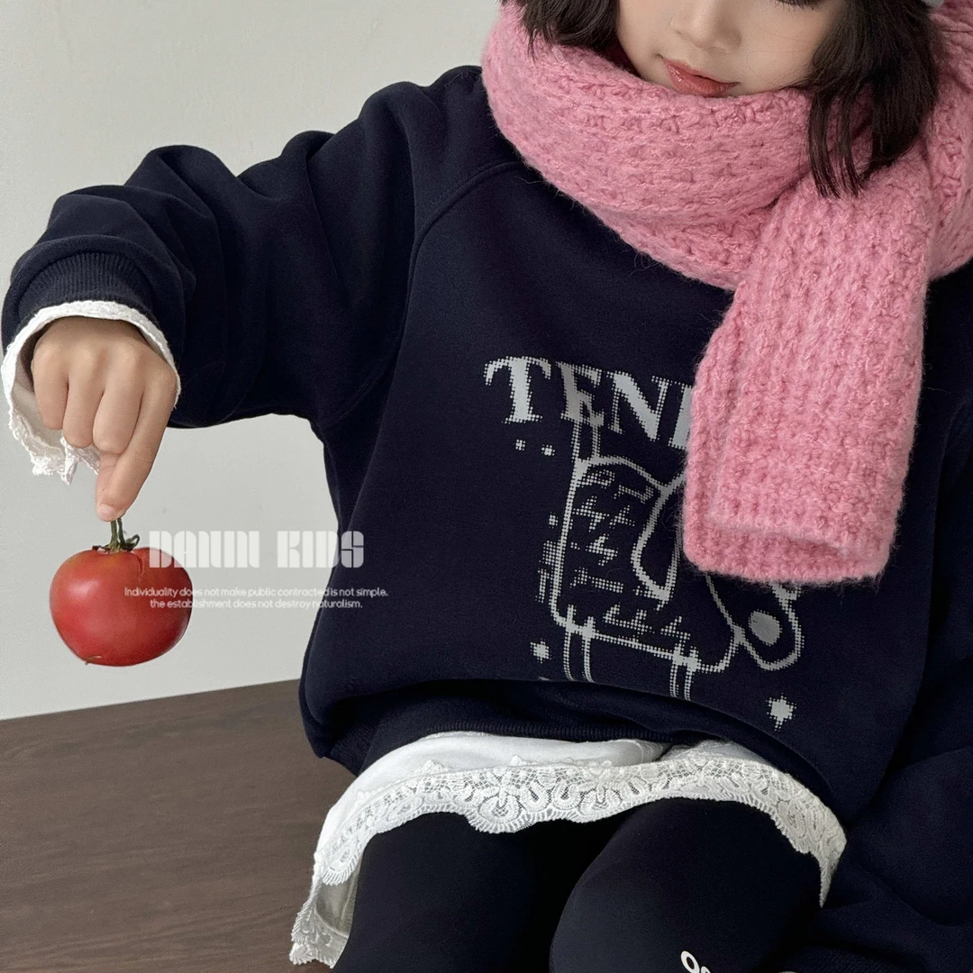 【嗒囜】男女童冬季韩版百搭套头加绒圆领卫衣儿童时尚休闲宽松上衣