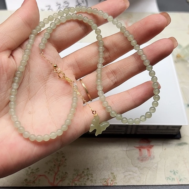 和田玉银S925镶嵌颈饰42