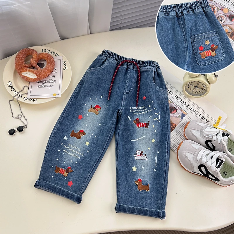 2025春季新品男童刺绣小狗牛仔裤BMC25666