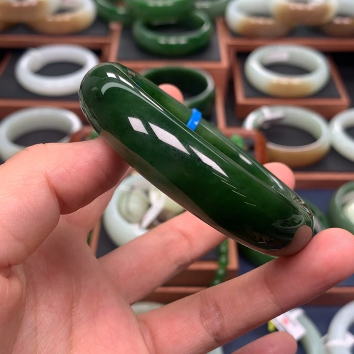 和田玉（碧玉）手镯5859圈口未镶嵌