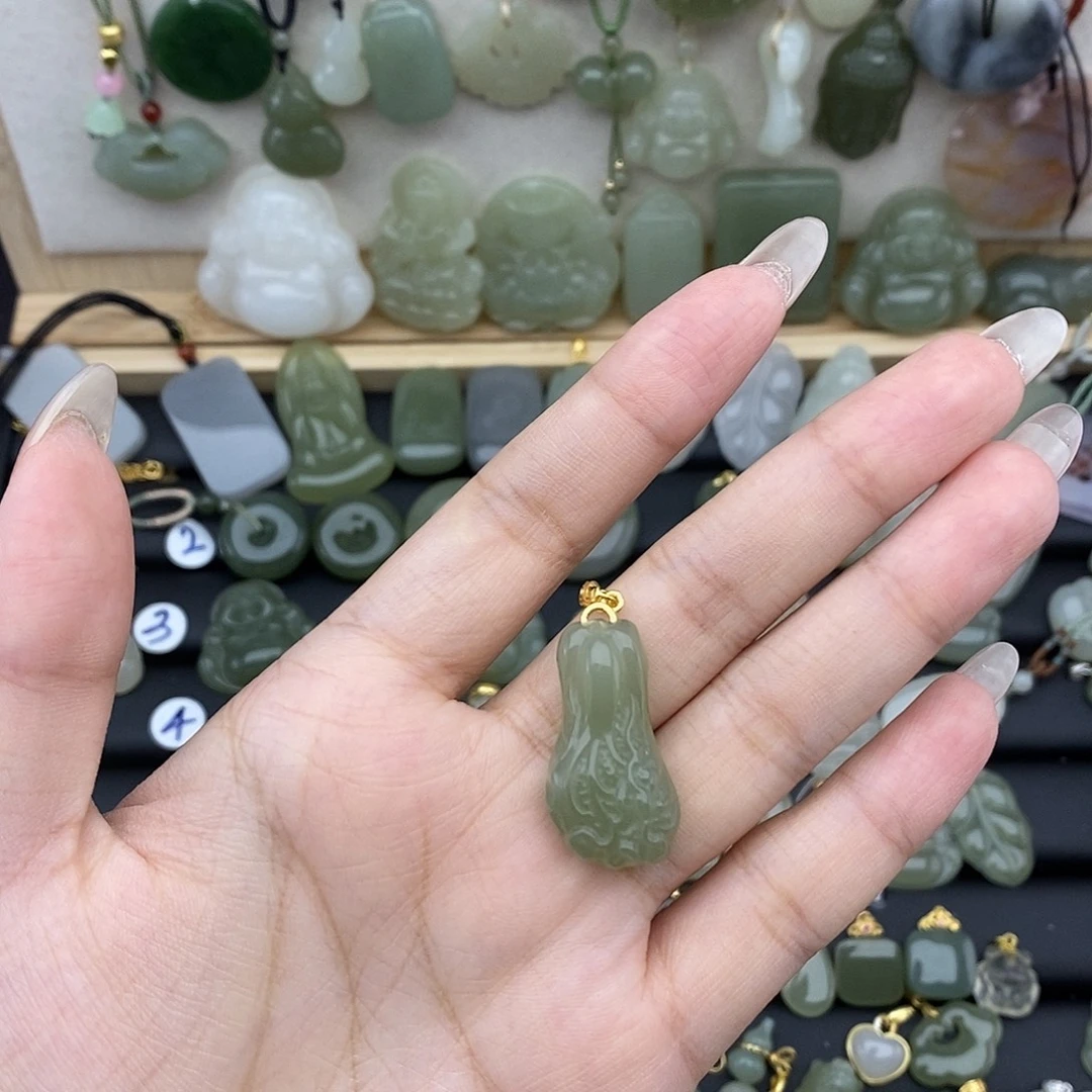 和田玉银S925镶嵌吊坠(不含链)
